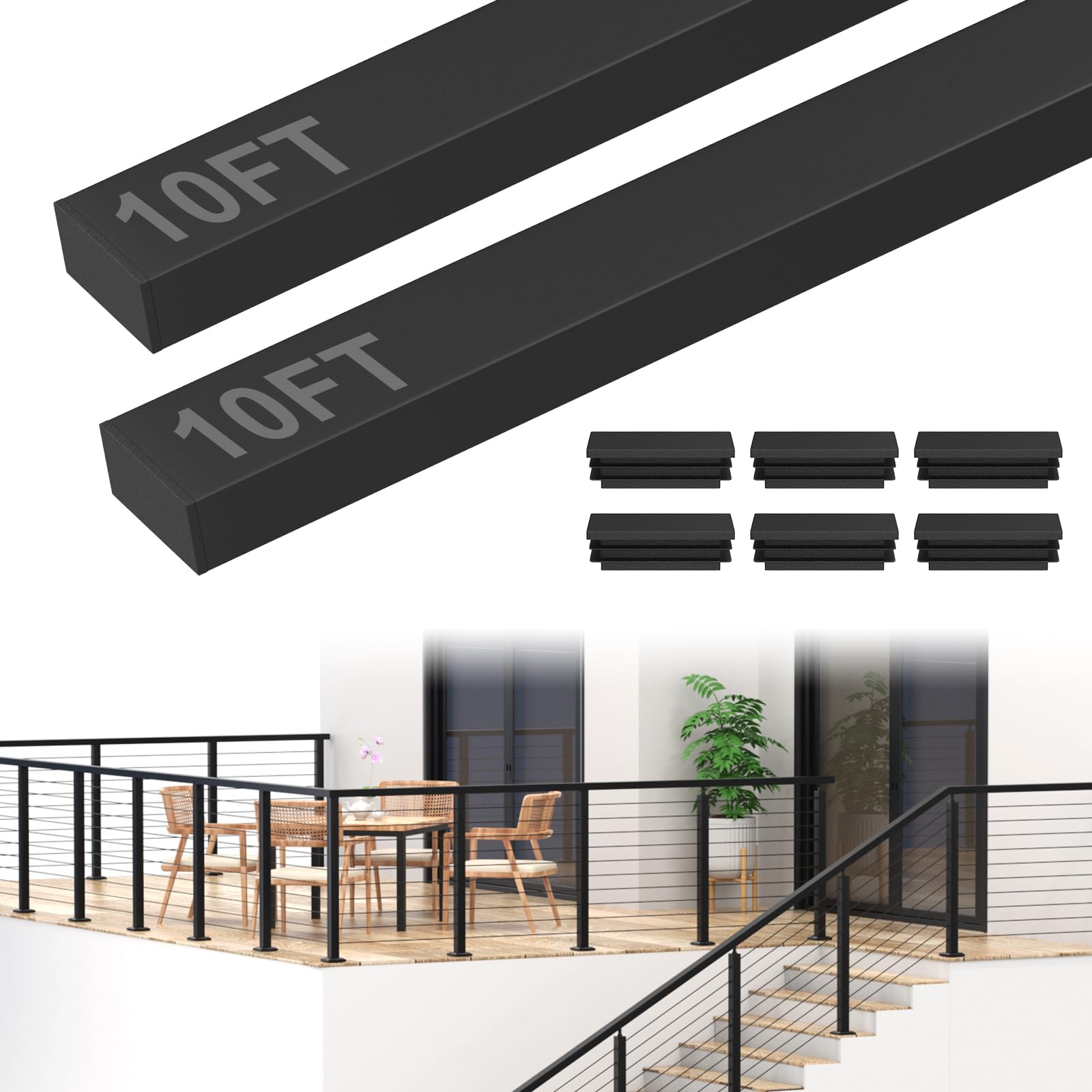 Photo 1 of BLIKA 2Pack 10FT Stainless Steel Black Cable Railing Handrail