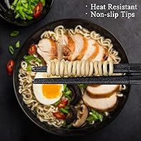 Vista 5 de SUPJOYES 6 pares de palillos de fibra de vidrio, palillos japoneses reutilizables, aptos para lavavajillas, antideslizantes, paquete múltiple, 9.5