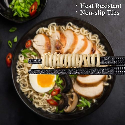 Miniatura 5 de SUPJOYES 6 pares de palillos de fibra de vidrio, palillos japoneses reutilizables, aptos para lavavajillas, antideslizantes, paquete múltiple, 9.5