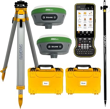 SMA26 Plus RTK Surveying Equipment Rover Base, PPK,PPP Technology, Dual GNSS Receiver with Survey Software, Tilt Compensation,IP67 Waterproof,Ideal for Land,ConstructionInclude Tripod&Pole&Tribrach