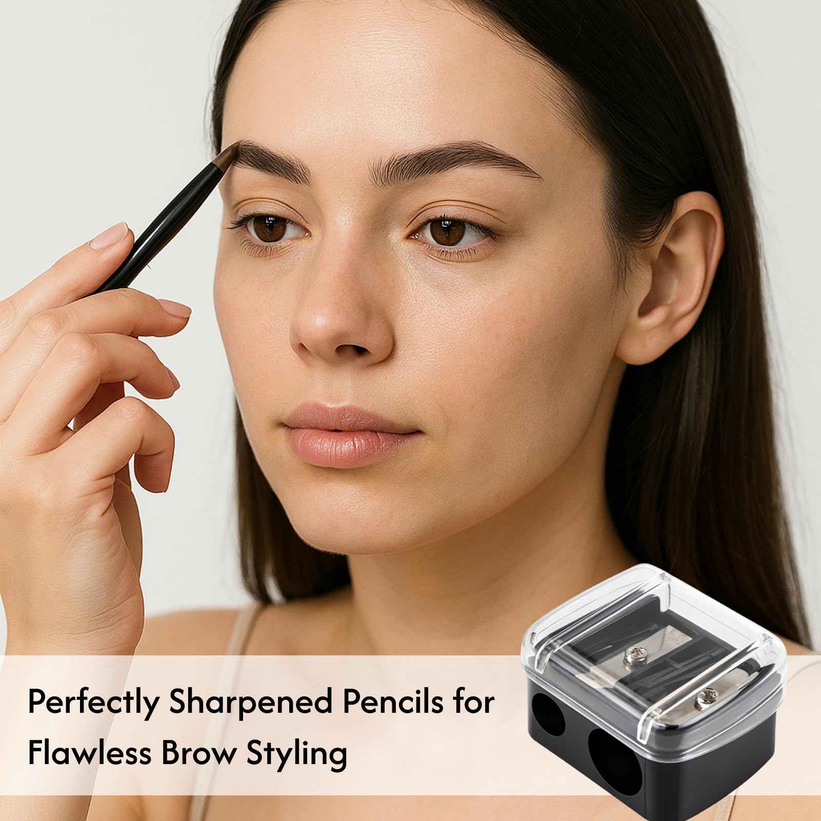 3 pezzi temperamatite trucco, temperino doppio per matite kajal/eyeliner, con contenitore, portatile per matite sottili e spesse, accessorio make-up