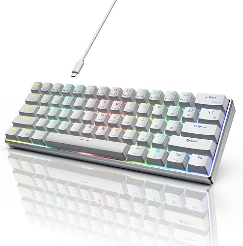RK Royal KLUDGE RK61 Pro Teclado para juegos con cable 60%, teclado mecánico intercambiable en caliente con carcasa de aluminio, teclados