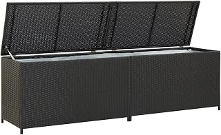 Camerina Patio Storage Box Deck Storage Box Outdoor Storage Cabinet Waterproof Storage Containers Storage Outdoor Poly Rattan 78.7"x19.6"x23.6" Black