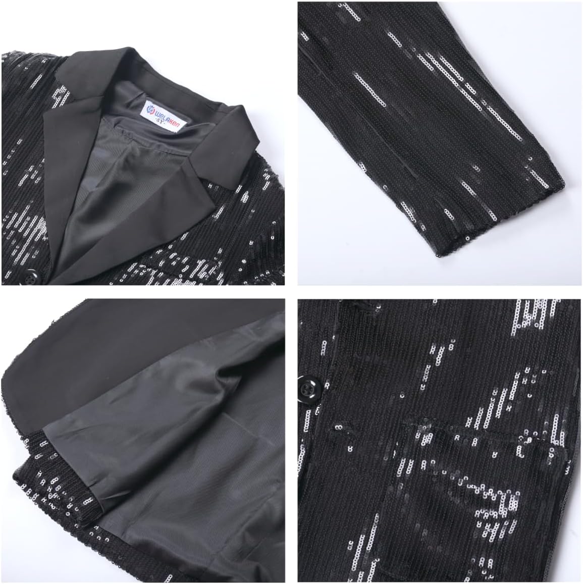 Girls Sequin Blazers Jacket Long Sleeve Notched Lapel Button Down Suit Coat with Pockets - Image 5