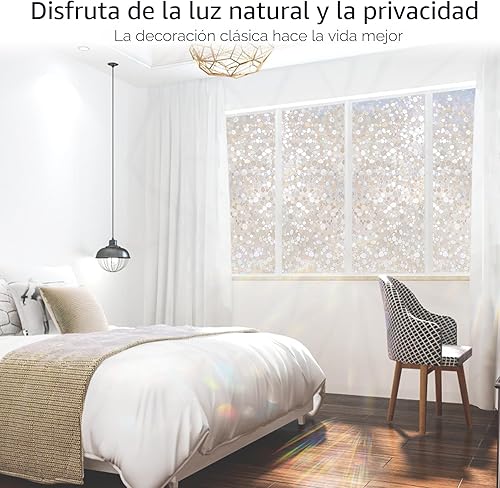 Miniatura 2 de Rabbitgoo, película para ventana decorativa, privacidad. Película estática que se pega al vidrio, película de vidrio, piedritas 3D para el hogar