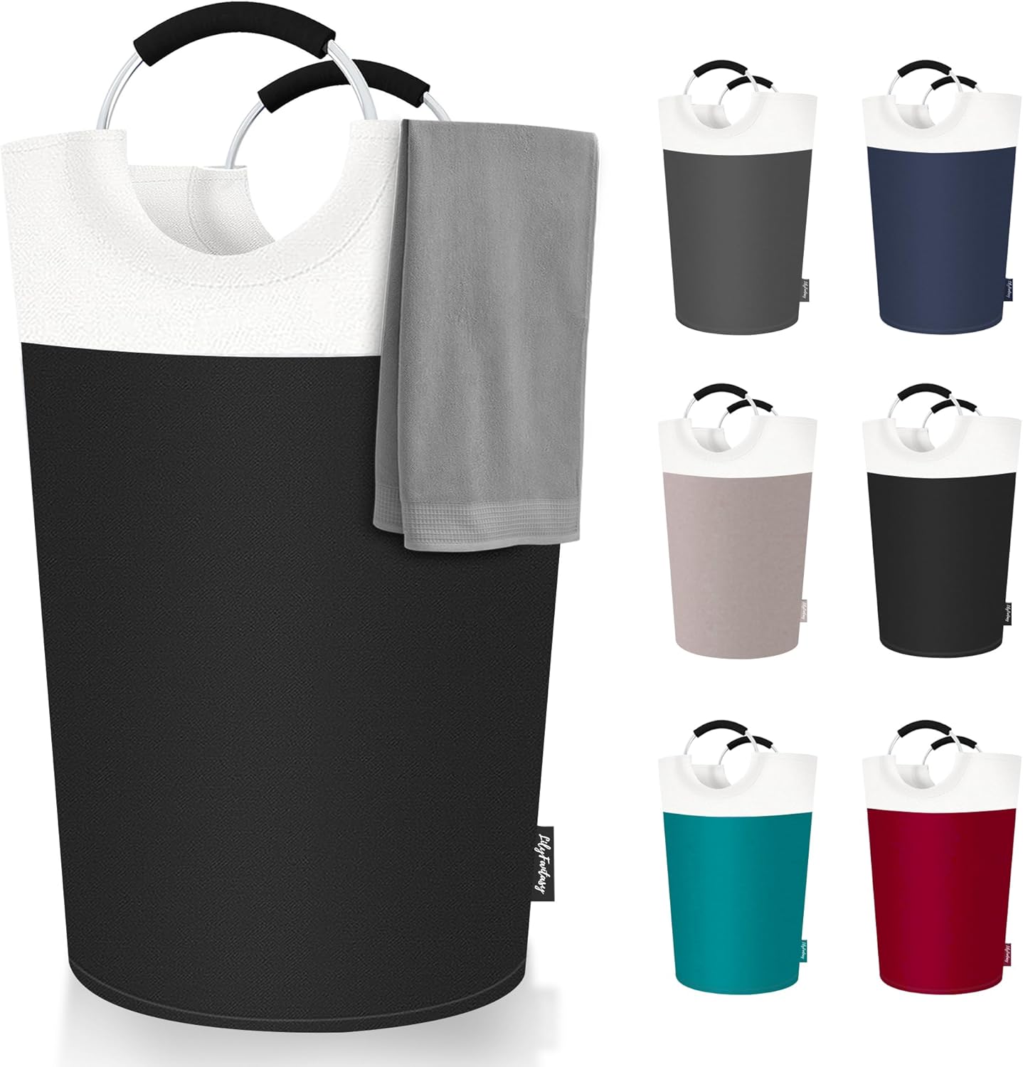 125L Laundry Basket, Collapsible Laundry Hamper with Padded Handles, Waterproof Laundry Bag, Tall Clothes Hamper Stand Up Well, Foldable Laundry Baskets for Easy Storage(Black)