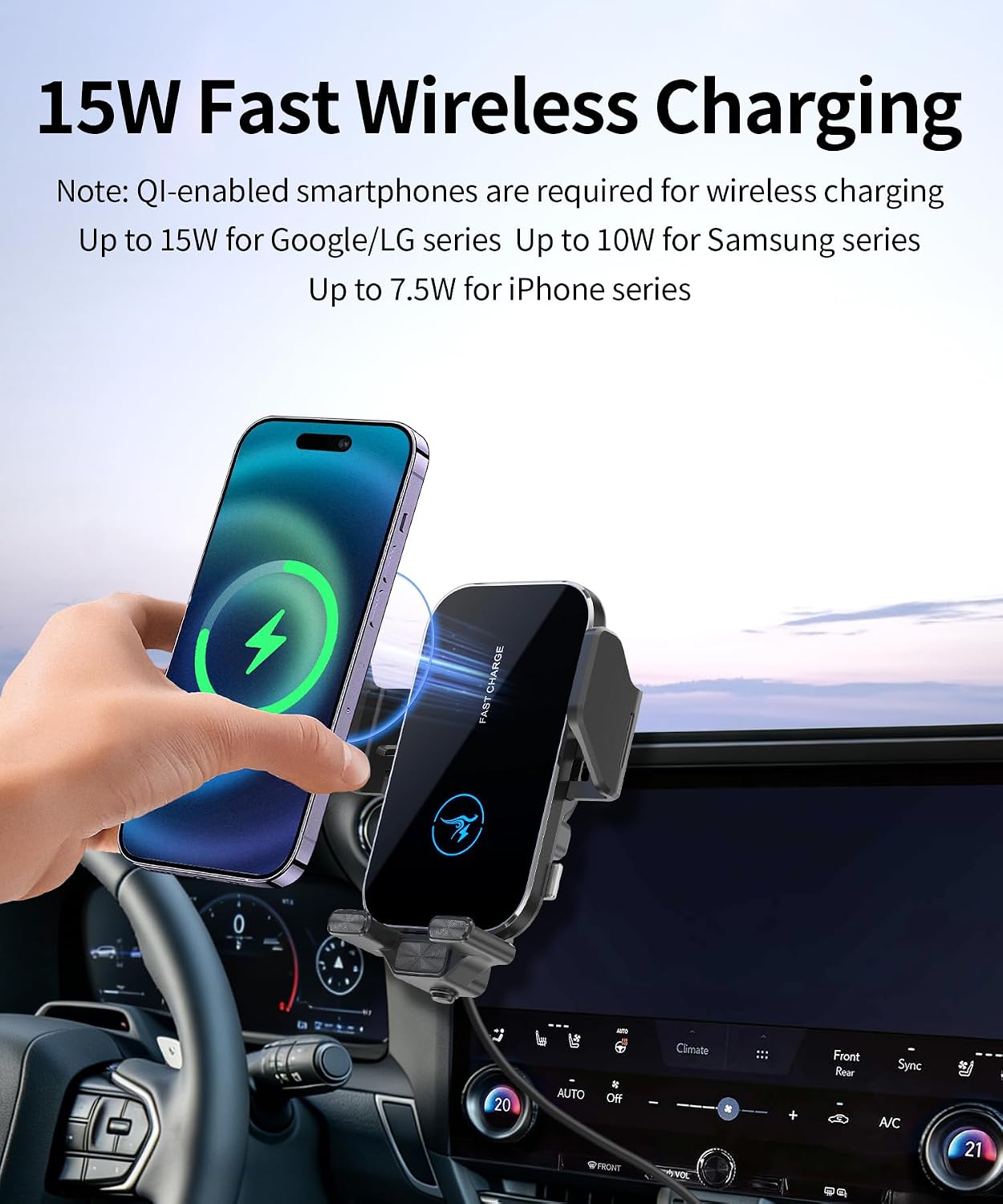 15W Wireless Fast Charger for Lexus GX 2024-2026 Accessories 14 inch Screen Fixed Clip, Interior Decoration Mobile Phone Mount, Vehicle-Specific Custom Mount