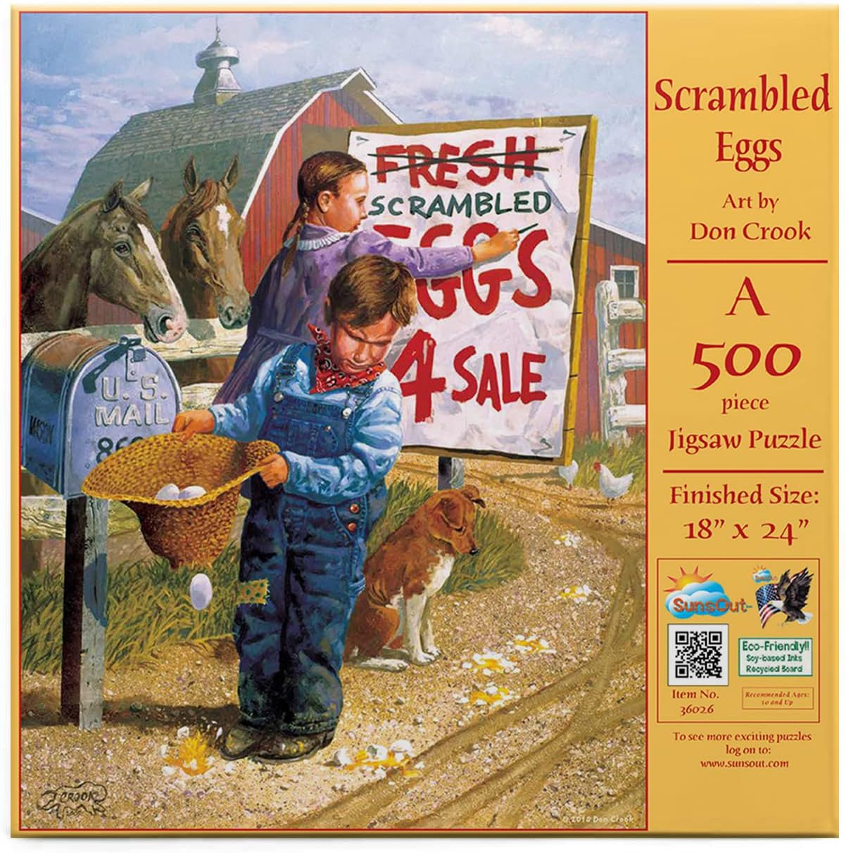 SUNSOUT INC - Scrambled Eggs - 500 pc Jigsaw Puzzle by Artist: Don Crook - Finished Size 18" x 24" - MPN# 36026