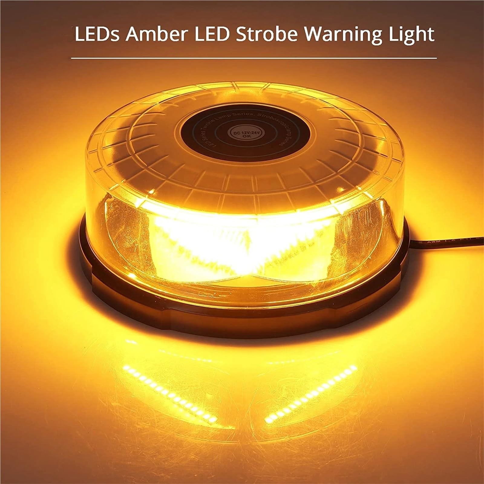 24 LED bursztyn magnetyczny do montażu na suficie samochodu, policyjny błysk, lampka ostrzegawcza pojazdu, światła stroboskopowe, 12 V 24 V Beacon