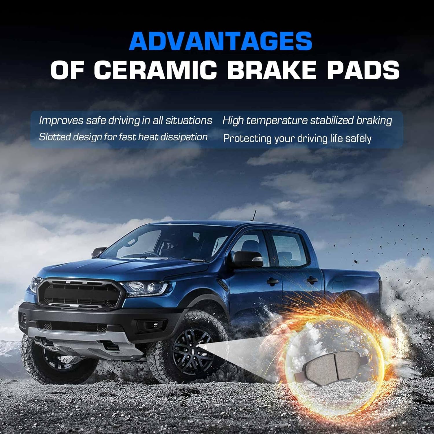 Front Rear Ceramic Disc Brake Pads Set for Chevy Malibu 2004-2012, for Pontiac G5 2007-2009, G6 2006-2010, for Saturn Aura 2007-2009 8PCS(With Hardware)