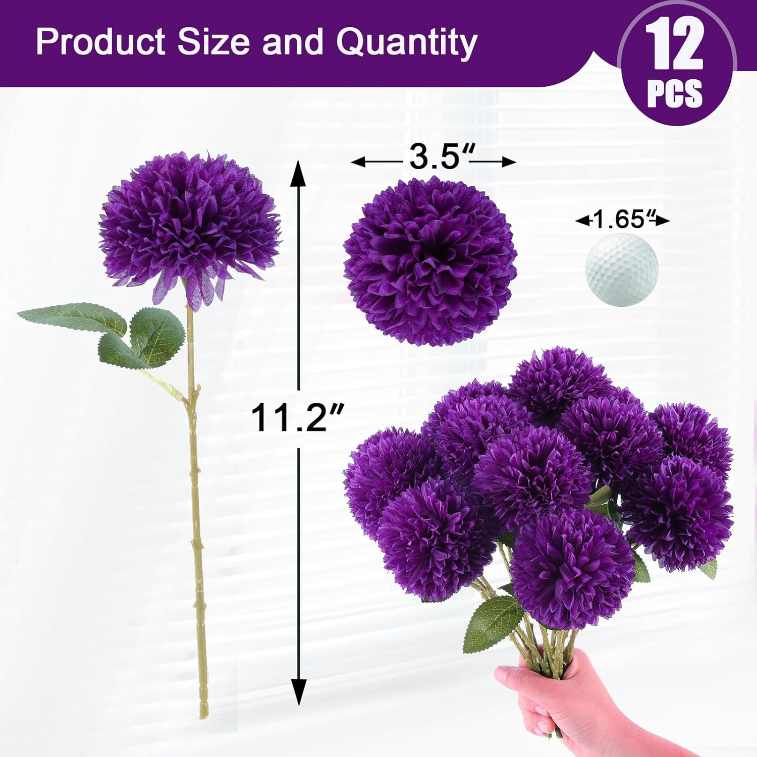 Hananona 12 Pcs Artificial Chrysanthemums Flowers Purple Flowers, Fake Mums Silk Vintage Flower for Home Decor Indoor Floral Arrangement Table Centerpiece (12, Purple) - Image 2