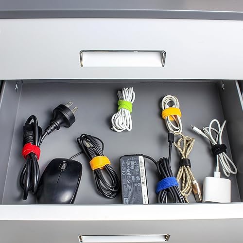 Miniatura 7 de OneLeaf Organizador de cables de 6 pulgadas, 120 unidades, reutilizables, con gancho y bucle, lazos de sujeción coloridos para el hogar, oficina,