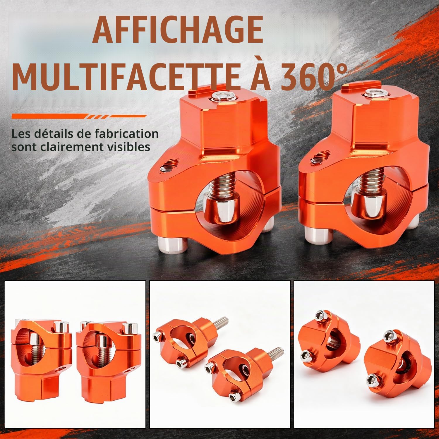 Rehausseur de Guidon 28mm pour125-530 SX SXF EXC EXCF XCW XCFW 00-16 Orange | Moto CNC Aluminium Pontet Guidon Rehausse Pontet