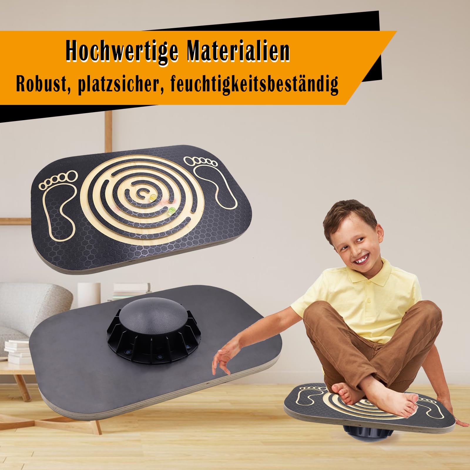 Balance Board Holz, Wackelbrett Gleichgewichtstrainer, Board für Yoga und Übung, Balancierbrett für Frauen und Erwachsene, mit integrierten Kugellabyrinth für Interaktive Familiensport