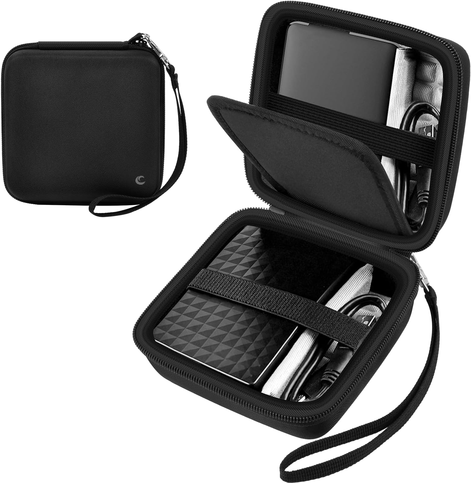 COMECASE Hard Drive Case for Elements WD My Passport Canvio Basics Seagate Backup Plus Slim Expansion 1TB 2TB 3TB 4TB, Portable External Hard Drive Carrying Case Holds 2 Pack - Black