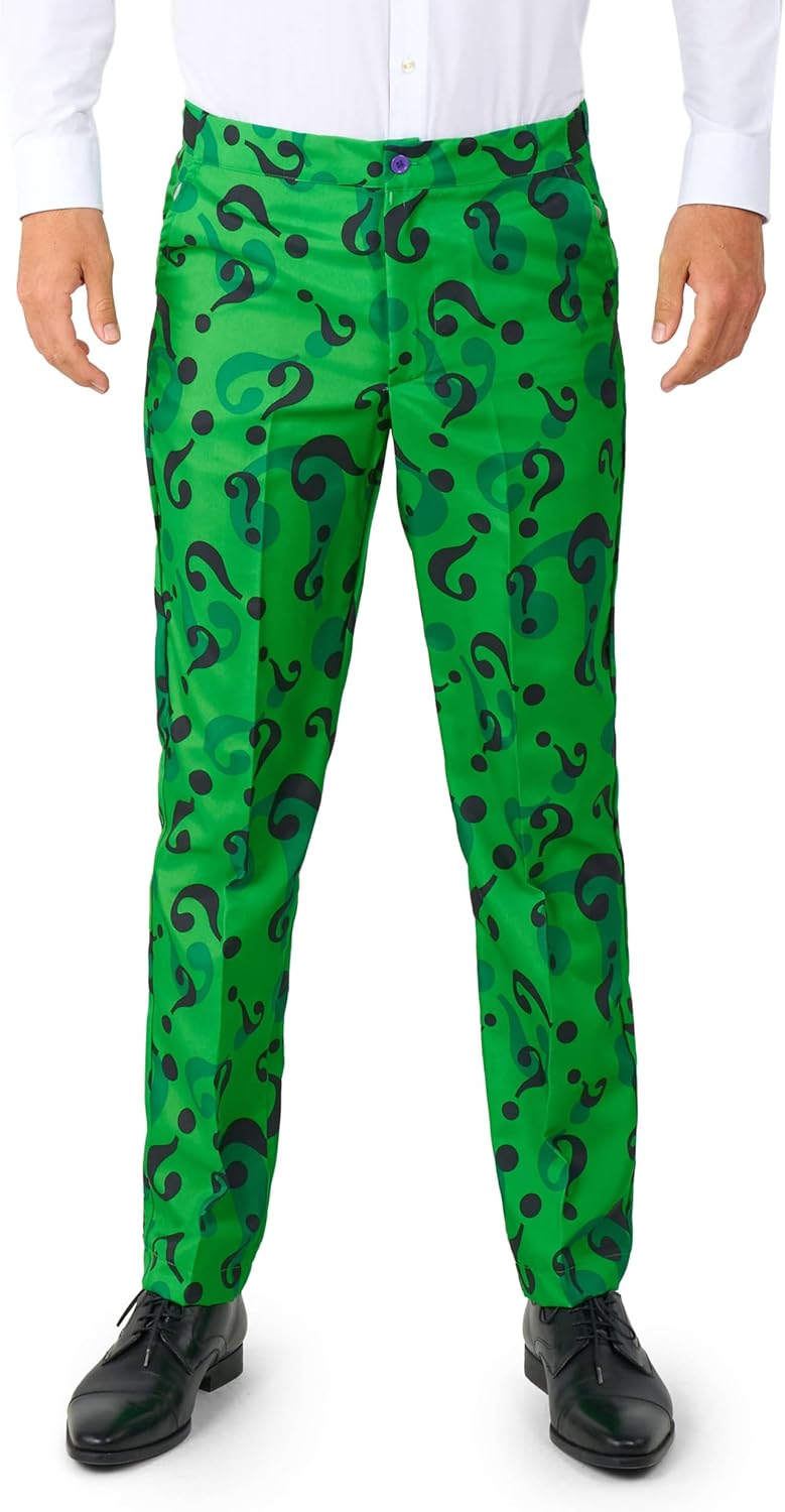 Suitmeister Men's Costume - The Riddler DC Characters Slim Fit Suit - Green