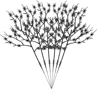 12PCS Halloween Black Spiders Branches, Artificial Plastic Spiders Flower Stems Black Halloween Floral Picks Spider Bouquet Halloween Floral Picks for Vase Table Centerpiece Crafts Home#1