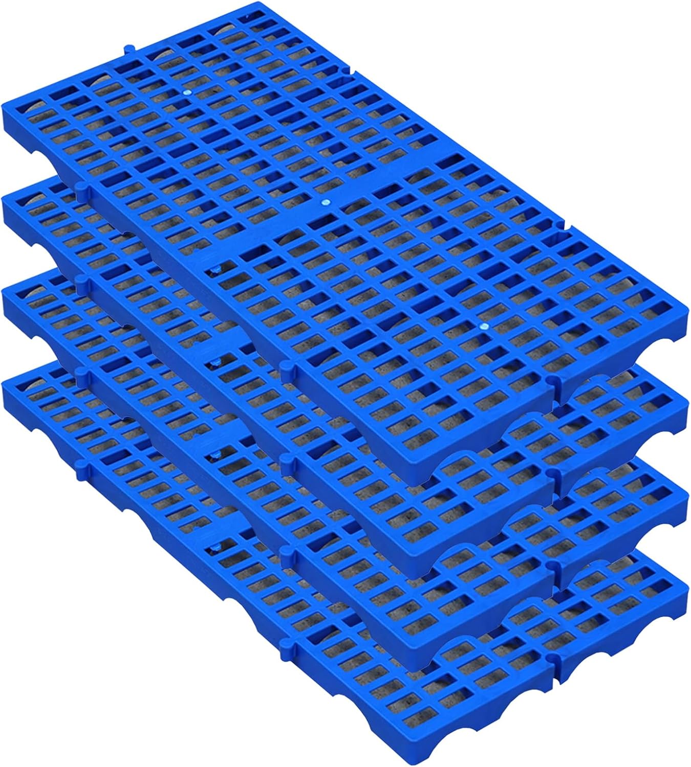 Waterproof Plastic Pallet, 4pcs Nestable Breathable Storage Article Racks, Lightweight Ventilation Grids Article Racks for Indoor and Outdoor Kitchen,Long Hole,11.8 * 23.6 * 1.18 in