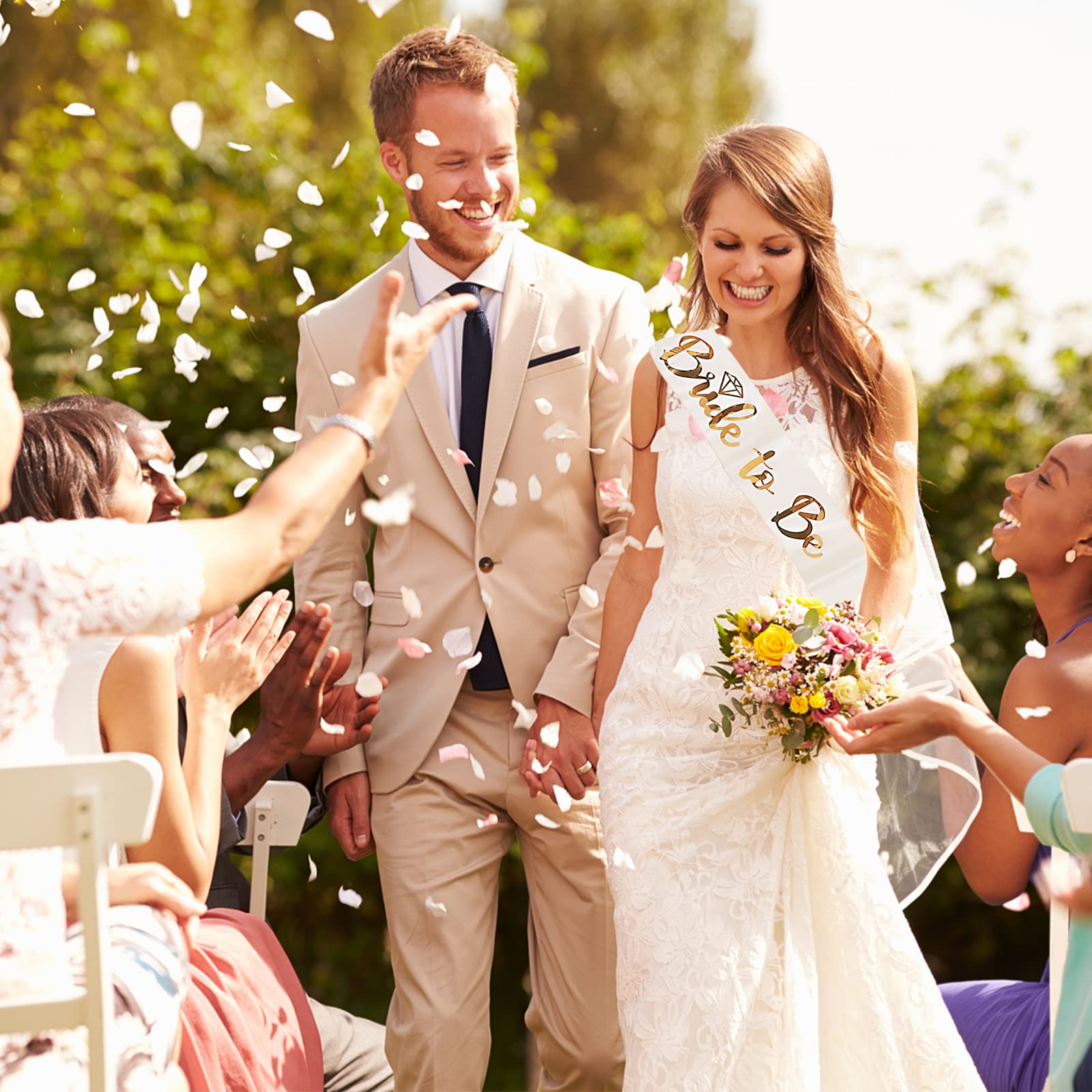 STAY GENT Fascia Addio al Nubilato, Sposa di Essere Fascia Bride To Be Satin Sash e 17 Pezzi Team Bride Sash Decorazione per Addio al Nubilato Matrimoni, Rosa e Bianco