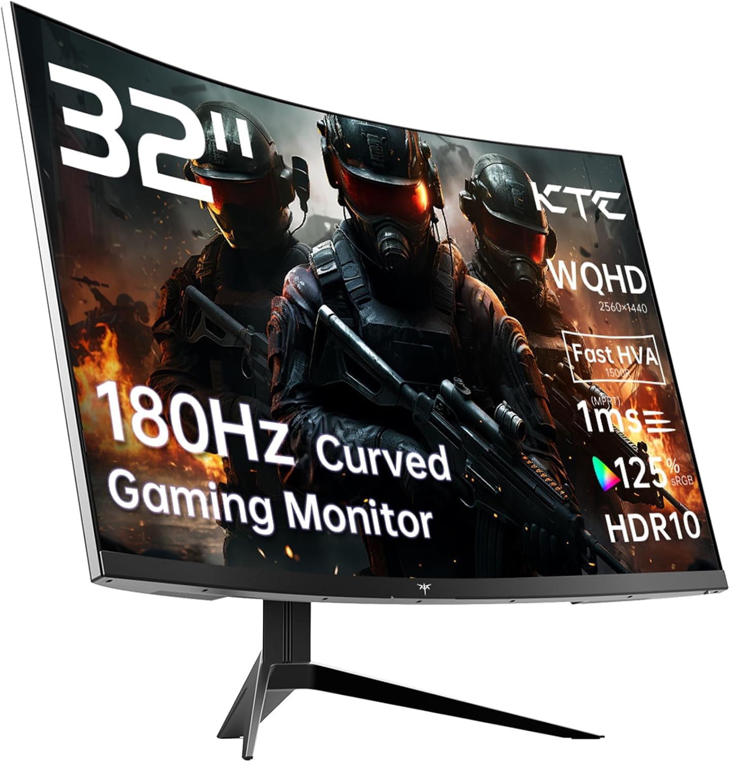 KTC 32 Inch Curved Monitor VA 1500R, 2K QHD 1440P@180Hz Gaming Monitor, 1ms MPRT, Adaptive Sync, HDR10, 122% sRGB, VESA, HMDI 2.0 / DP 1.4 Compatible with Desktop, Laptop, PS5, Xbox and More