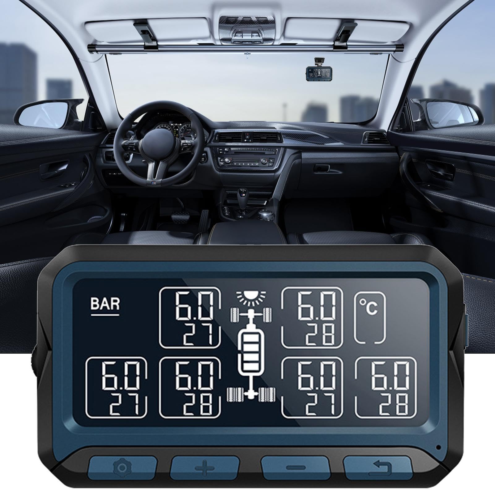 di monitoraggio della pressione dei pneumatici, monitoraggio della pressione dei pneumatici, sensore di pressione dei pneumatici a energia solare, monitor wireless per camion con 6 sensori | pressione dei pneumatici, sensore di pressione dei pneumatici a