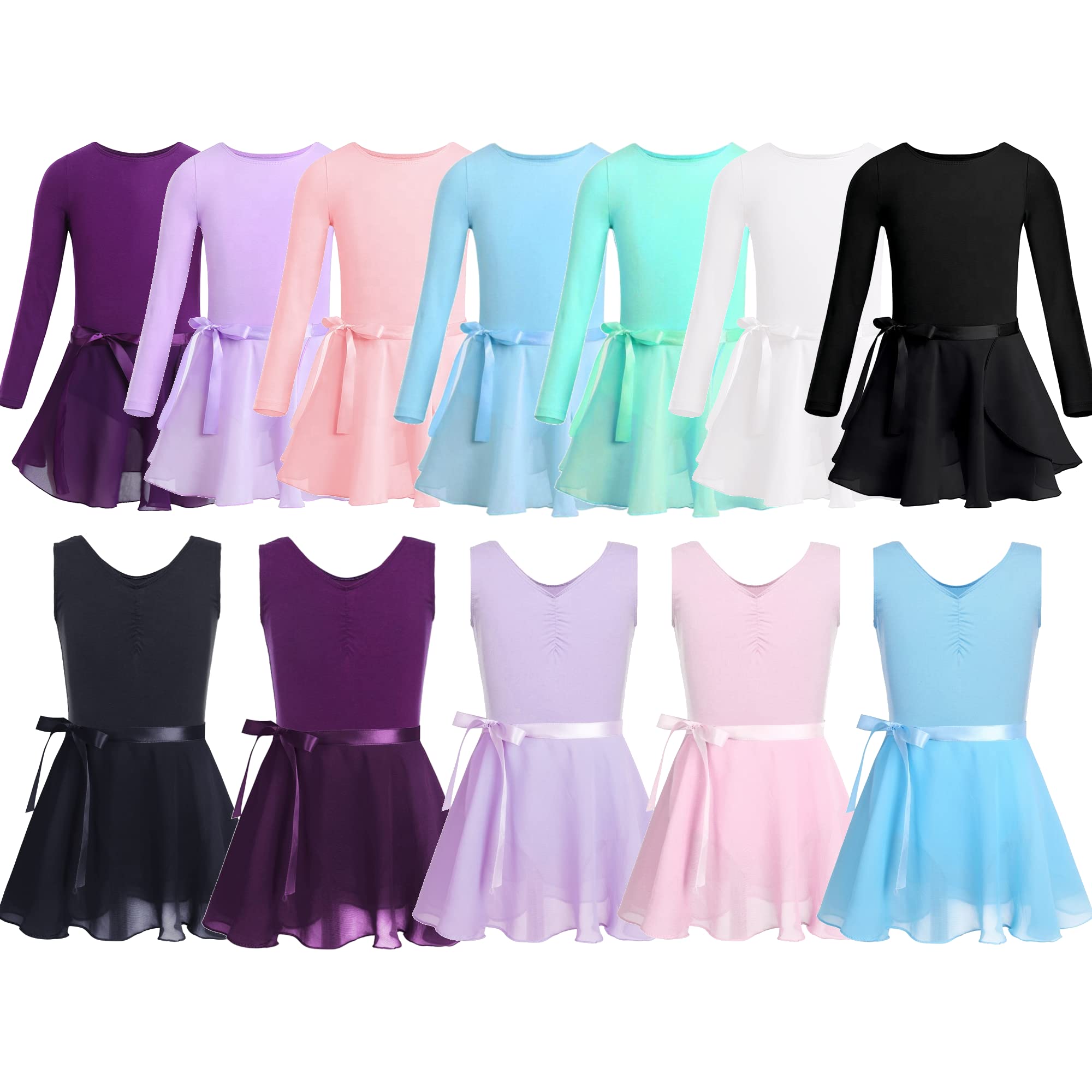 Mädchen Ballett-Pullover Kurzarm Tutu Tanzkleidung Kleid Rüschen Kinder Ballerin