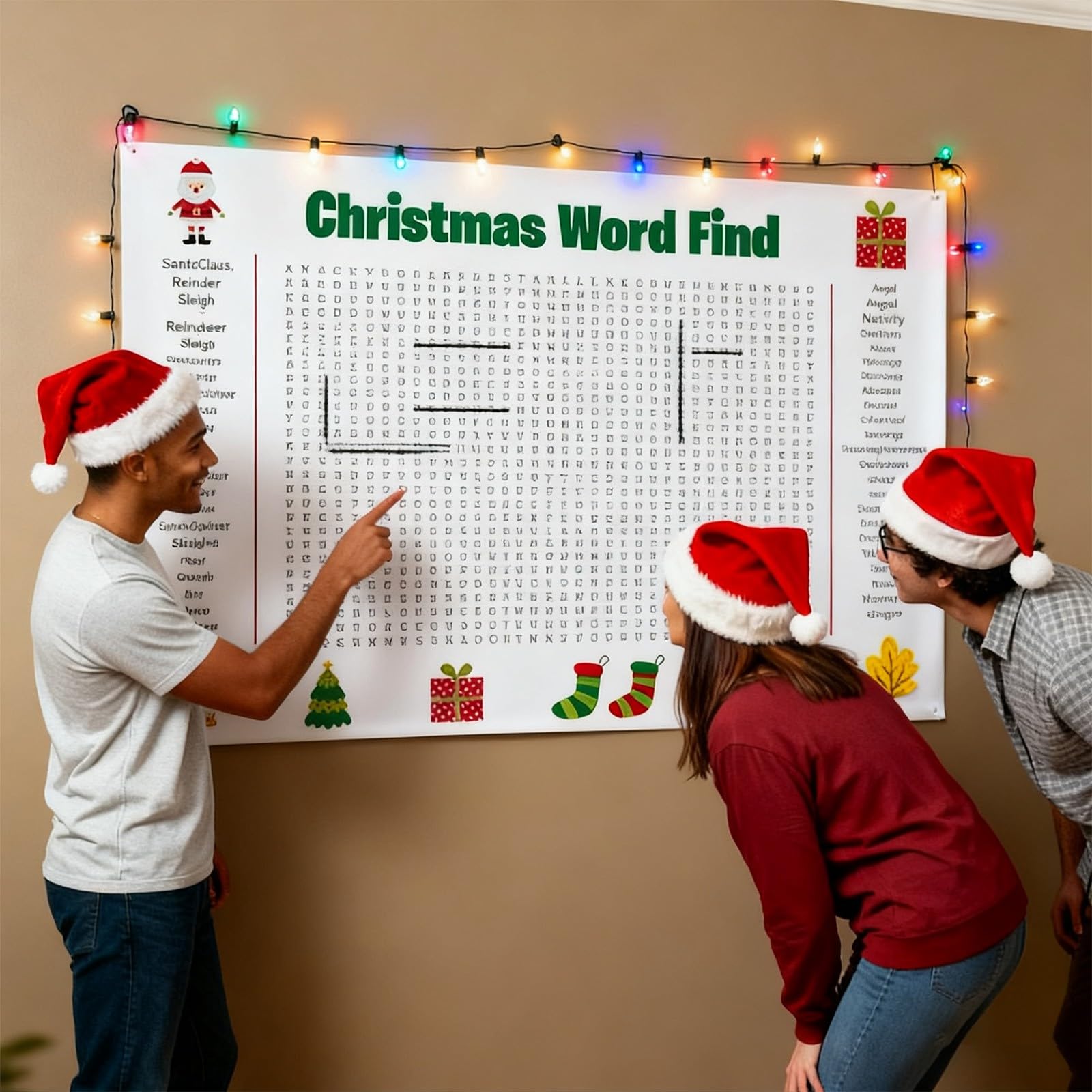 Jumbo Christmas Word Search Poster, Giant Wall Game For Family Fun