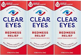 Clear Eyes Redness Eye Relief Eye Drops, 0.5 Fl Oz, Pack of 3