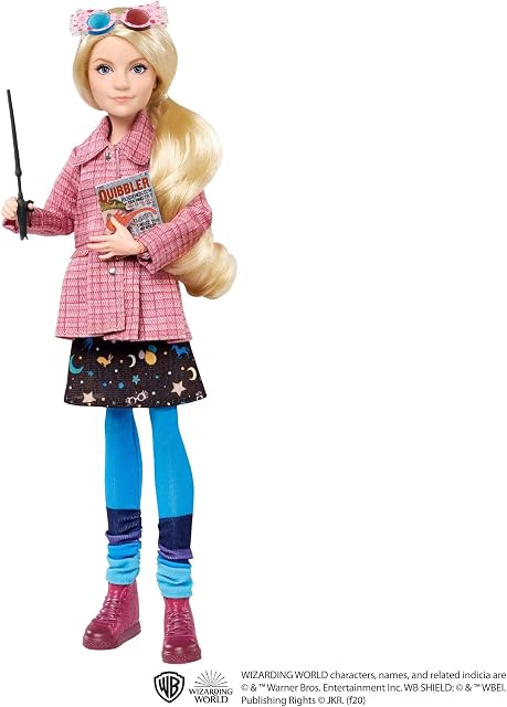 Mattel Harry Potter Luna Lovegood Collectible Doll (~10-inch) Wearing Tweed Jacket, Skirt and Tights, with Quibbler and Spectrespecs, Gift for 6 Year Olds and Up, GNR32