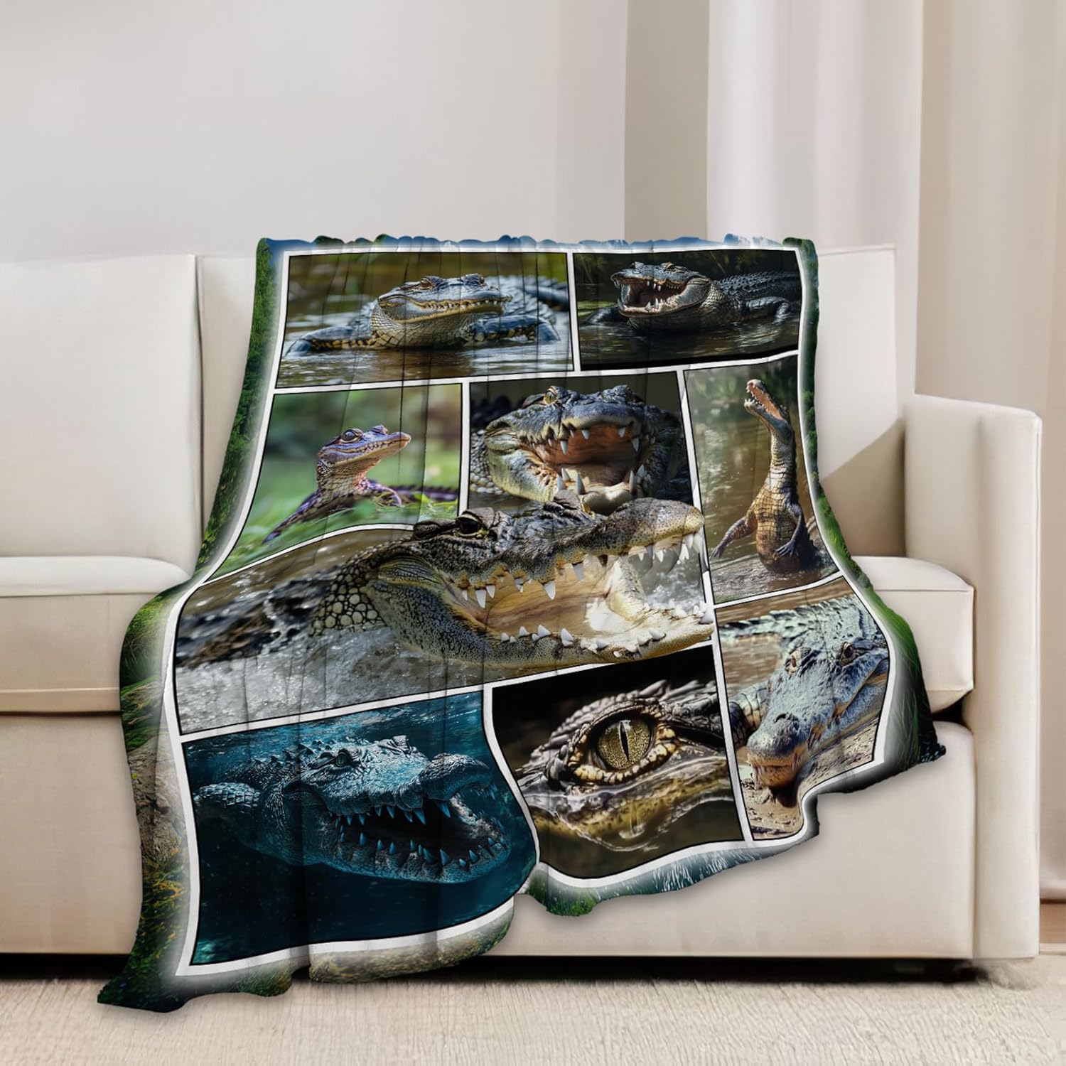 Crocodile Blanket Alligator Animal Throw Blankets Gifts for Girls Boys Kids Crocodile Lover Soft Cozy Fleece Plush for Couch Sofa Bed 50"x40" - Image 4