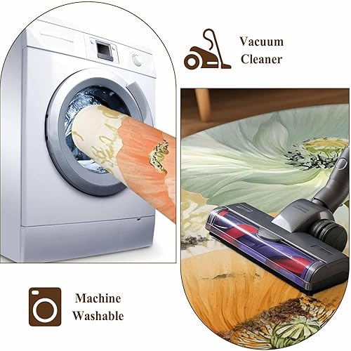 Miniatura 8 de 3x5 Area Rugs, Retro Spring Floral Non-Skid Rubber Backing Large Rectangle Rugs - Living Room Bedroom Home Office, Watercolor Farmhouse Summer