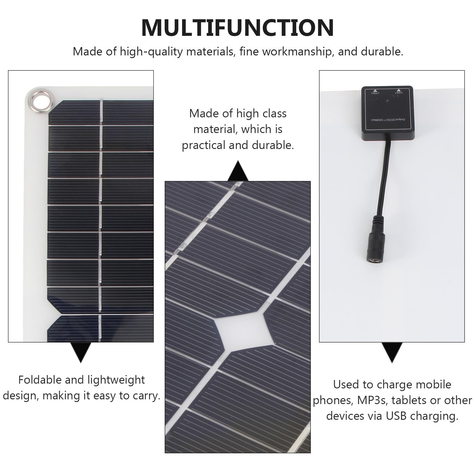 Gadpiparty Pannello Solare Portatile da 40w in Silicio Monocristallino Ricarica USB e Solare, Caricatore per Tablet e Altri Dispositivi, per Ciclismo e Viaggi All'aperto