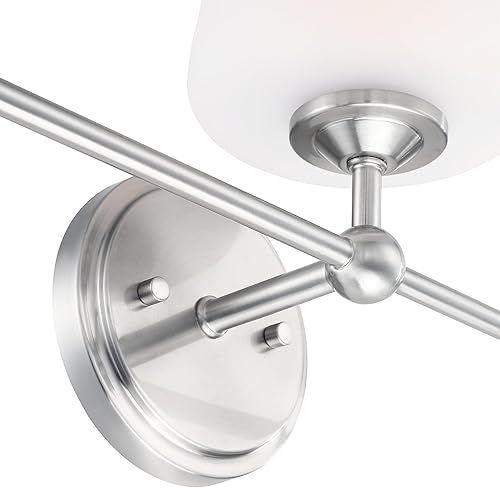 Miniatura 4 de Design House 589291 Stasia - Lámpara de tocador con pantalla cónica de vidrio esmerilado para baño, níquel satinado, 3 luces