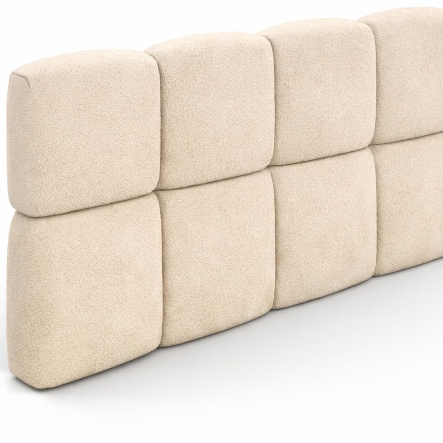 IDMarket - Tête de lit Suspendue matelassée Nuage Velours Beige 160 cm