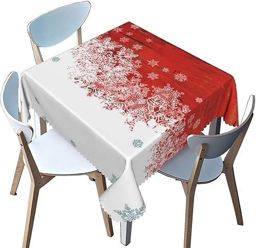 Mantel cuadrado con patrón de Navidad, 70 x 70 pulgadas, resistente a las manchas, reutilizable, lavable, para cocina, interiores, exteriores,