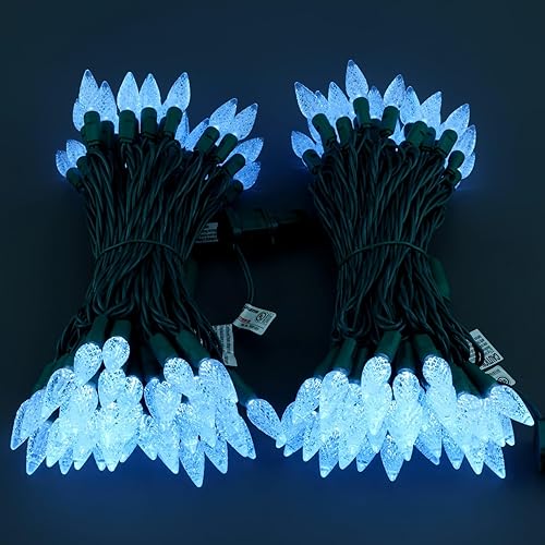 Miniatura 7 de 140 luces LED de Navidad de una pieza de fresas rojas y verdes, paquete de 2 hebras, 70 unidades, 36 pies, de alta resistencia al agua,