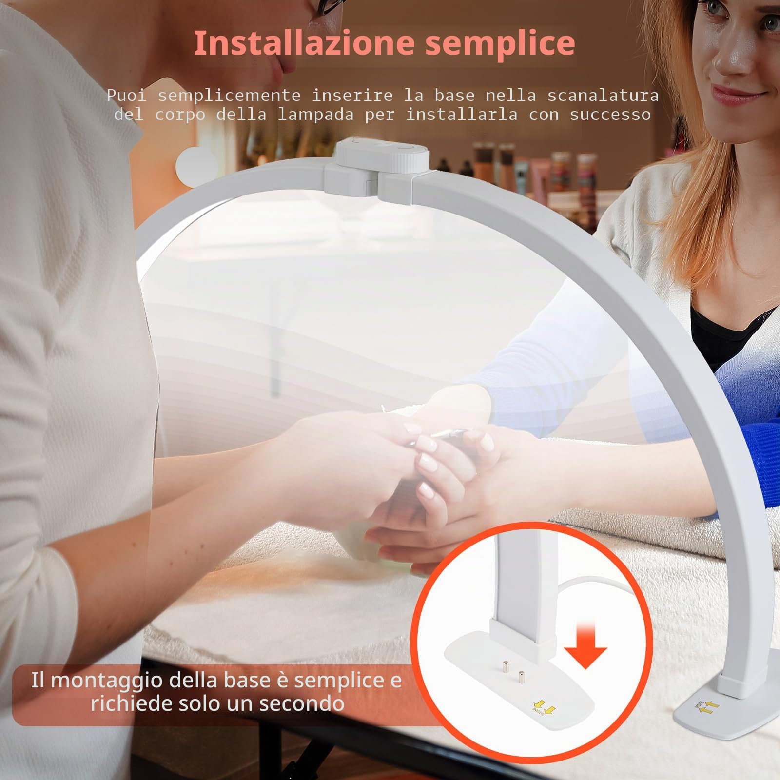 Lampada Mezzaluna per Tavolo per Unghie, Lampada da Tavolo LED Pieghevole per Tecnici delle Unghie con Supporto per Telefono, Lampada da Tavolo per Unghie con 3 Modalità di Colore e 10 Livelli