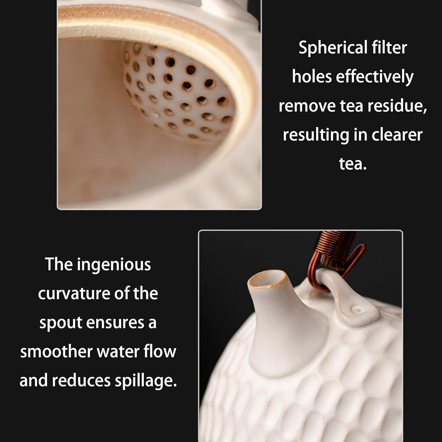 600ml/20oz Ceramic Teapot for Stove,Suitable for Indoor or Outdoor Camping,Featuring A Spherical Tea Infuser,Blooming and Loose Leaf Tea Maker