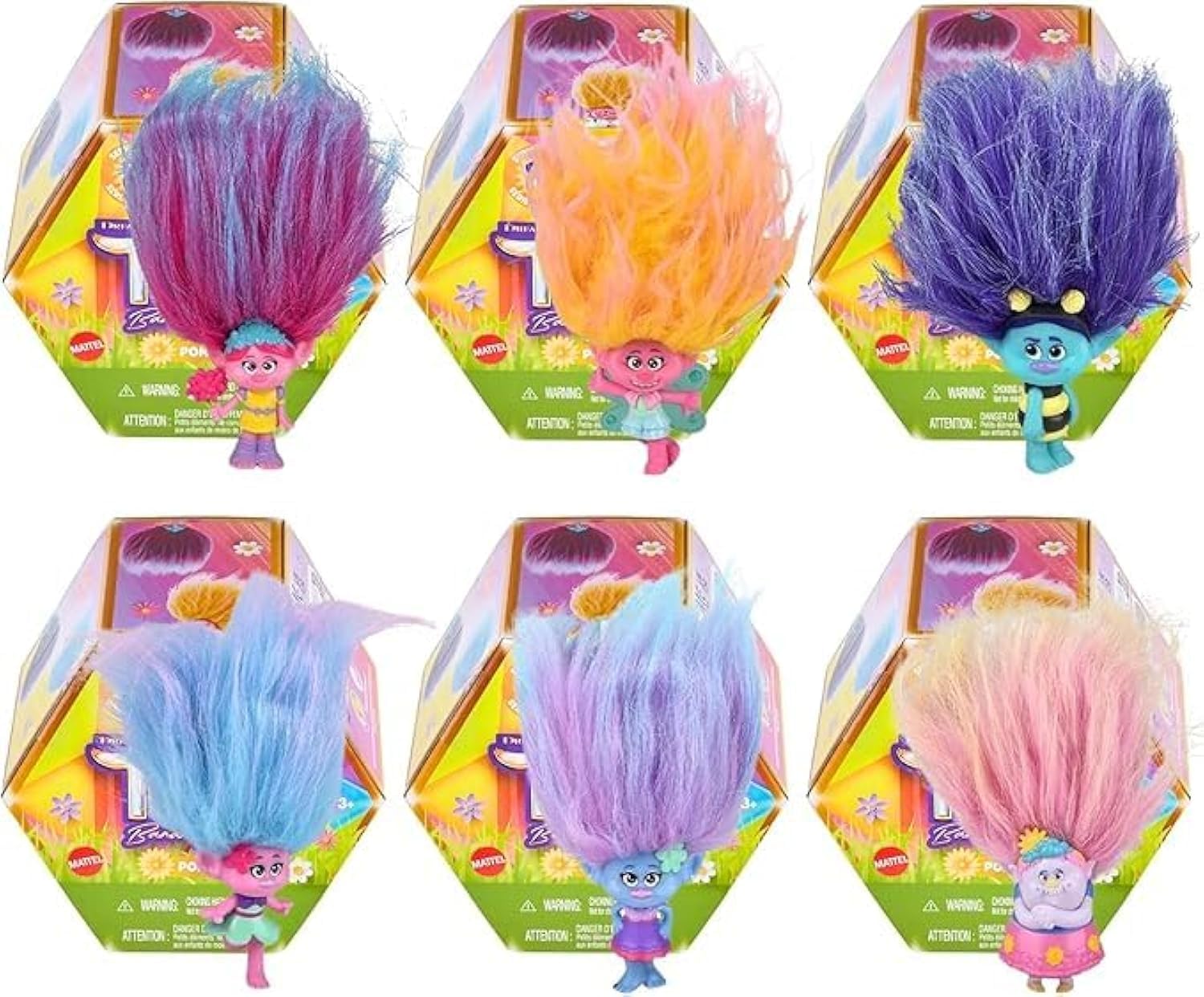 Trolls Band Together Pom Poms Keyclip Toy Figure Identified Sets - Series 2 Pack of All 6
