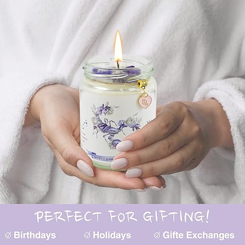 Miniatura 10 de Regalos Libra para mujeres, vela Libra, regalos de velas de cristal del zodiaco, regalos de cumpleaños de astrología, velas perfumadas de violetas