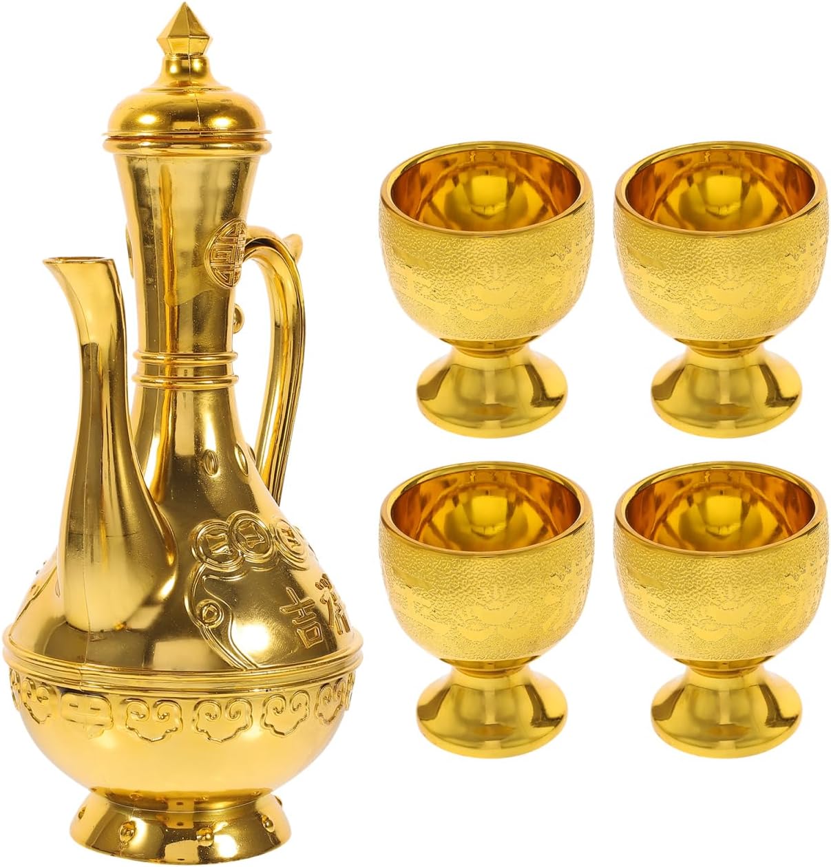 PRETYZOOM Worship Cup Set 7.87 Inch Retro Offering Goblets with Kettle for Home Decoration and Ritual Supplies