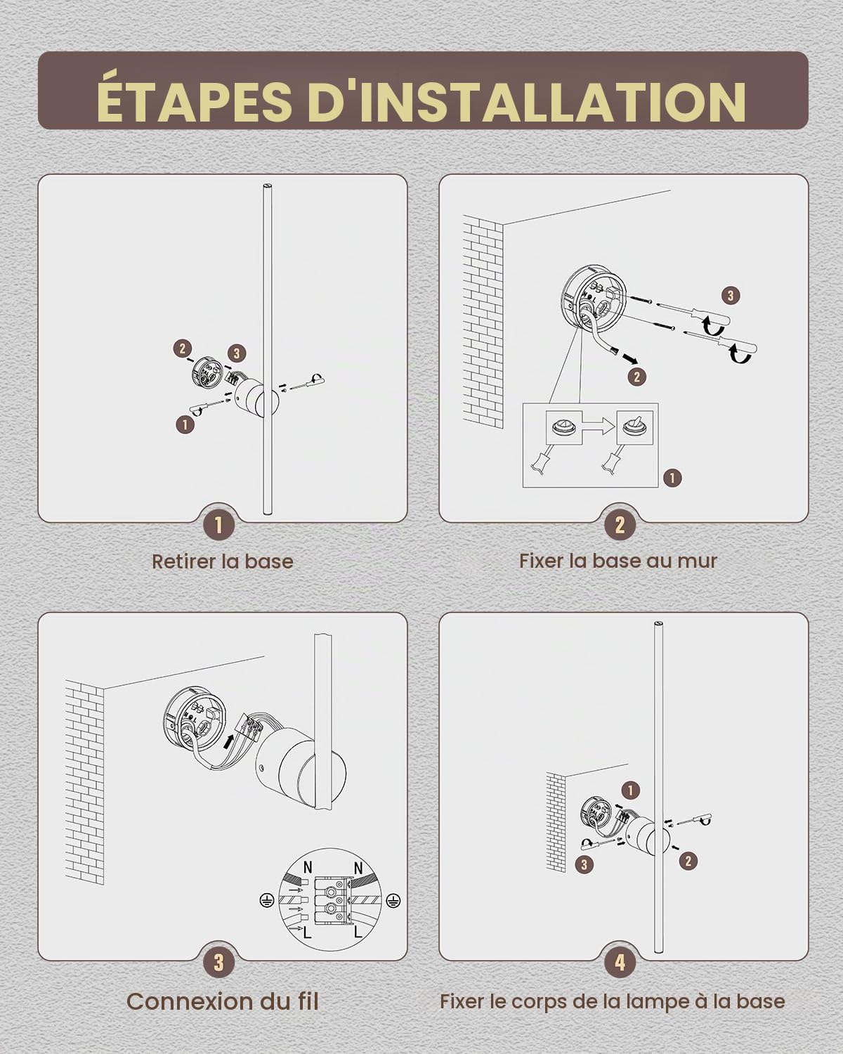 Applique Murale Exterieur/Intérieure LED Intégrée, Lampe Exterieur Moderne Rotative 90CM/8.7W IP54 Luminaire Mural Aluminium Pour Salon Chambre Couloir, Neutre 4000K 1500LM, Noir Mat