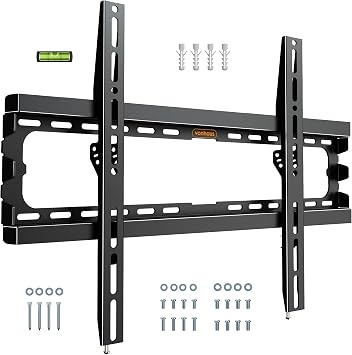 VonHaus TV Wall Bracket for 37-85" Screens, Ultra-Slim TV Bracket with Spirit Level, Flat to Wall Mount, 70kg Capacity, Max VESA 600x400mm