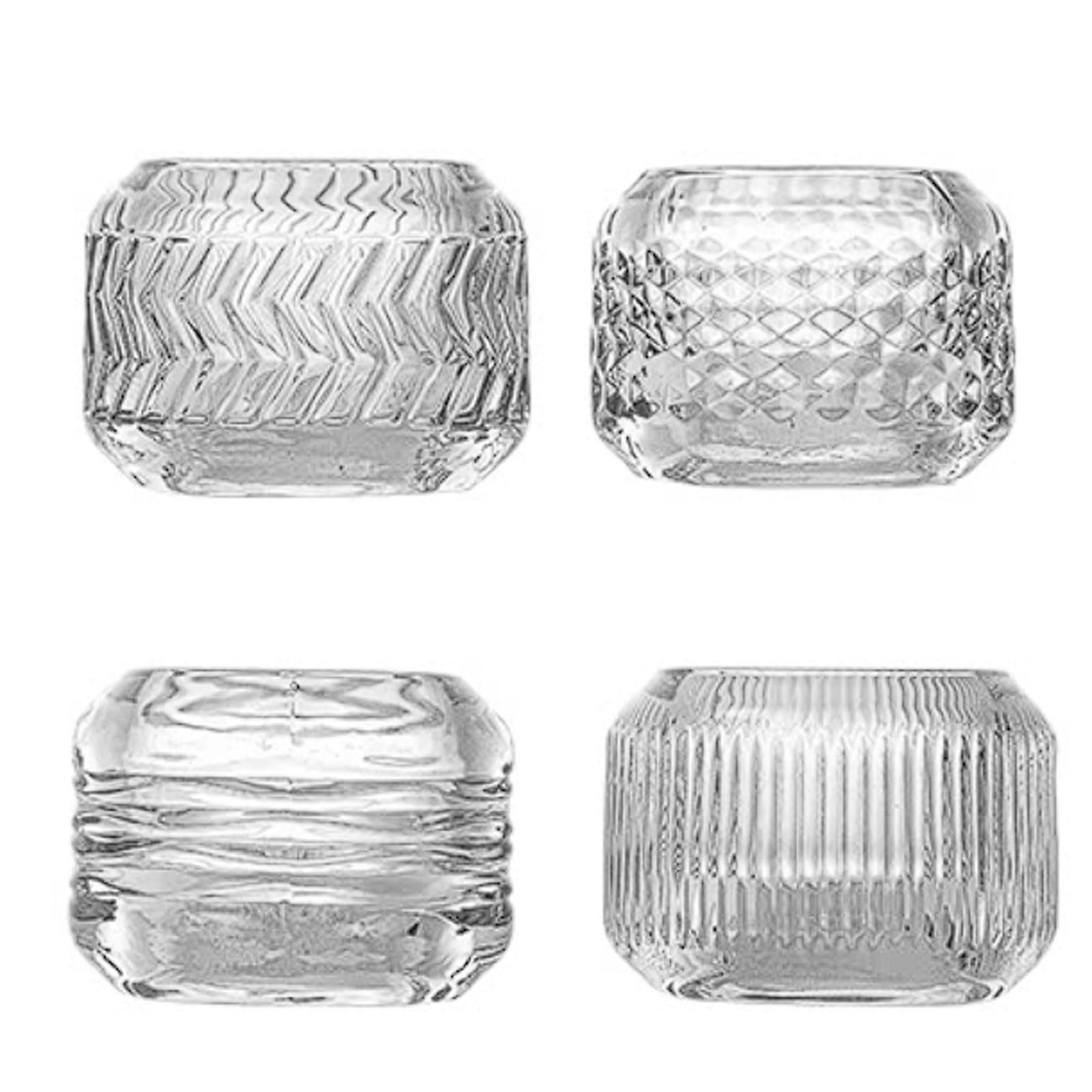 Bougeoir de Bureau en Verre Cristal, Ensemble 4 bougeoirs avec Quatre Styles texturés, Accessoire Photographie, Ouverture à Large Bouche