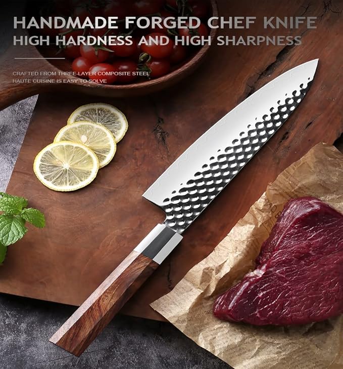 Set Cuchillos Cocina 4 Piezas Acero Inoxidable Madera miniatura 3