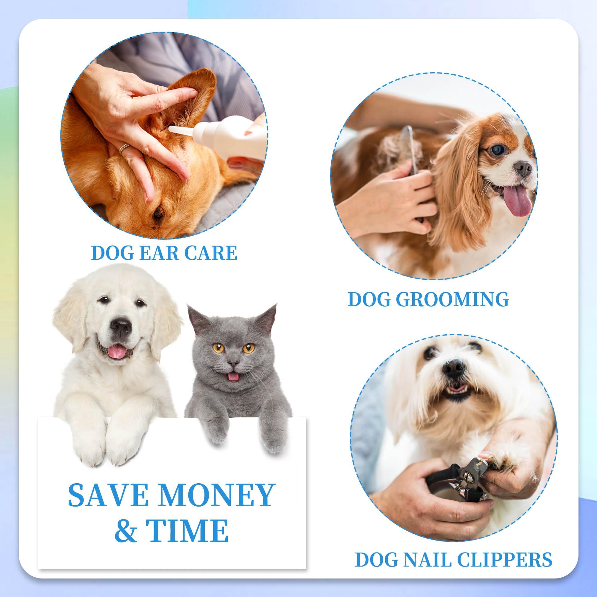 PatiencET Dog Grooming Hammock for Nail Trimming Pet Hammock for Small Dogs with Security Strap Cat Sling for Nail Clipping with Clippers Nail File and Pet Comb (Cerulean S)