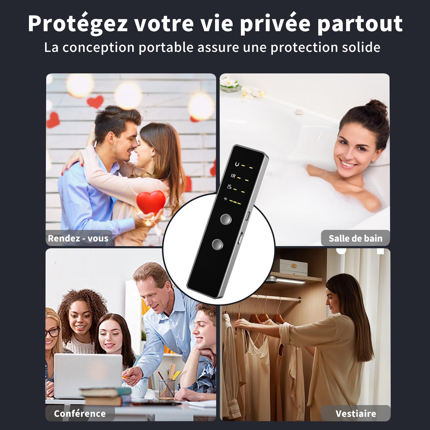 Détecteur Micro Espion, Détecteur De Caméra Espion, Détecteur Anti-Espion Bug, Scanner De Traceur GPS Anti-Espion, DéTecteur D'éCoute GSM GPS Tracker Scanner pour Les HôTels