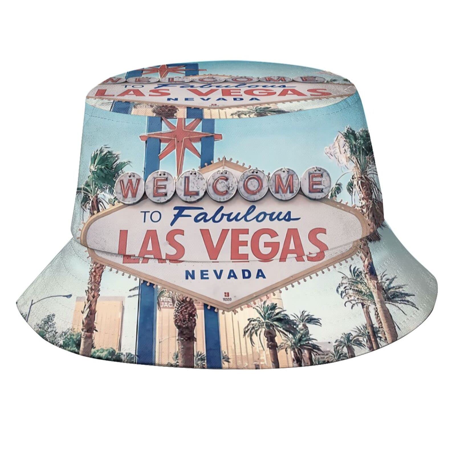 GeRRiT Las Vegas Bucket Hat, Fashion Packable Outdoor Travel Sun Hat Fisherman Hat Cap for Men Women Teens
