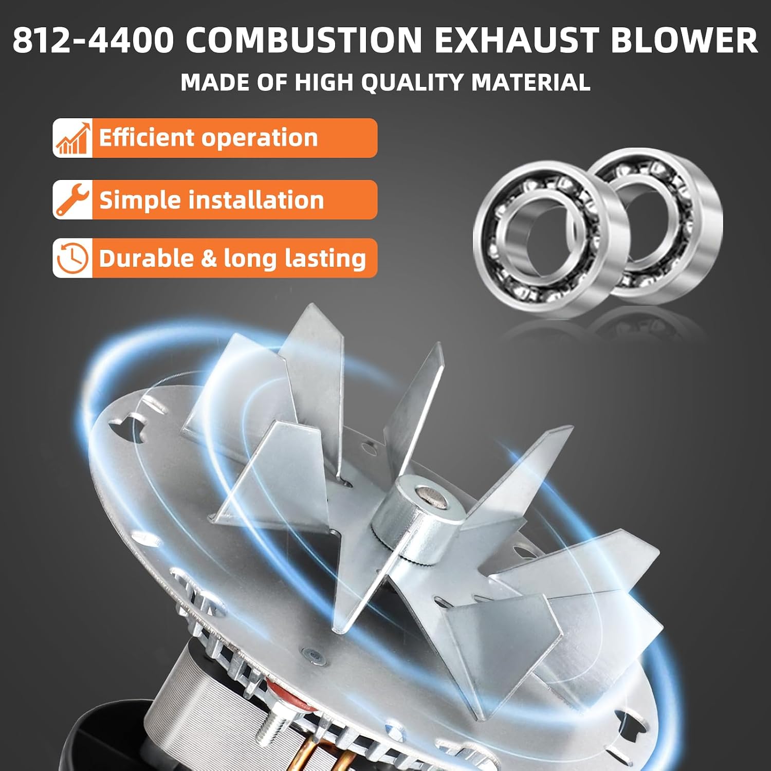 Hiorucet 812-4400 Exhaust Blower Motor for PelPro PP130 PP60 PP130-B PP70 PPC90 TSC90, Quadra-Fire Castile, Santa Fe, Contour, Outfitter, Heatilator Eco Choice PS35, Pleasant Hearth PH50CABPS