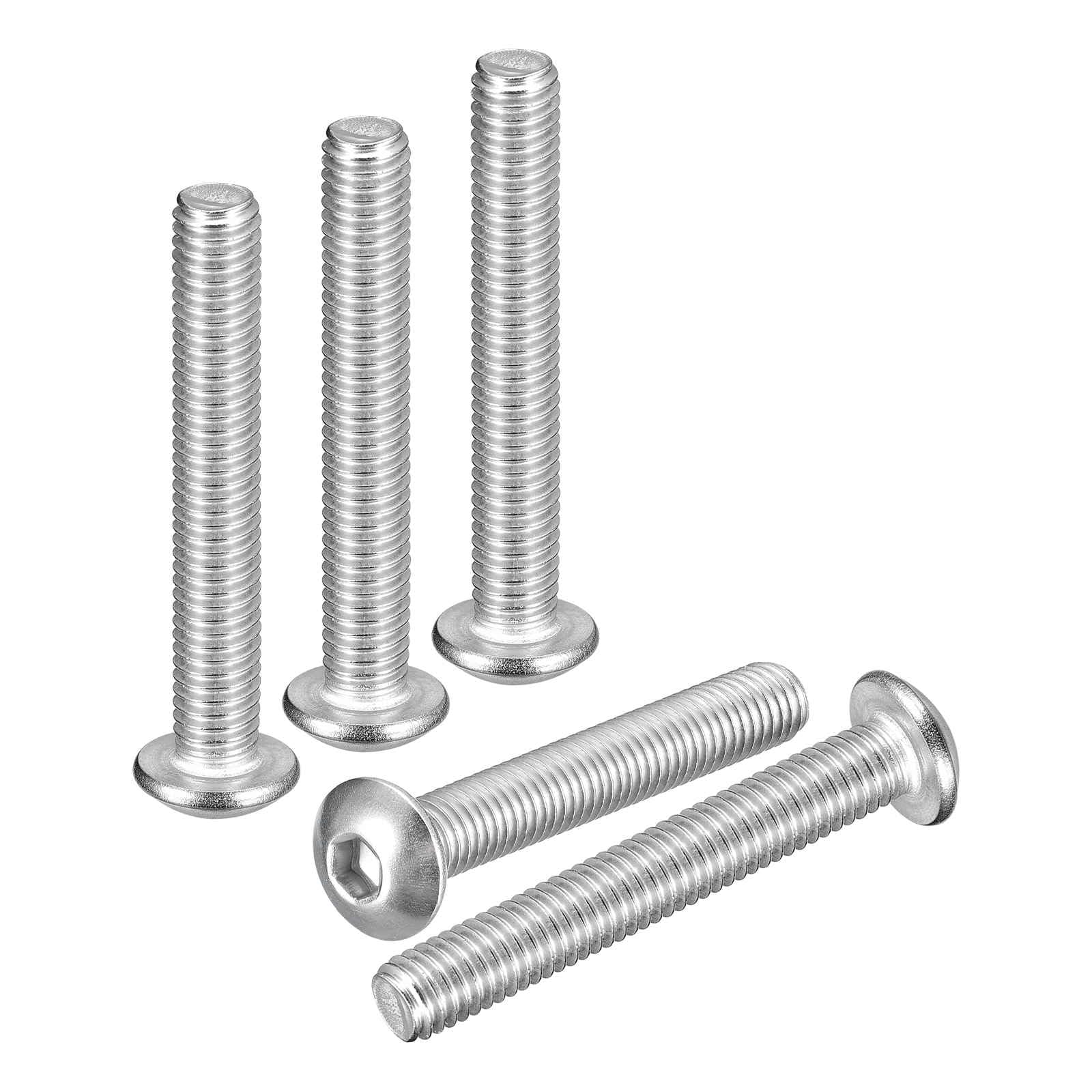 DTGN M5-0.8x35mm Button Head Socket Cap Screws - 25Pack - Good for Road Bicycle, Mountain Bike, Auto, Motorcycle - 304 Stainless Steel Whitewashed - Hex Socket Drive Fasteners โ image 1